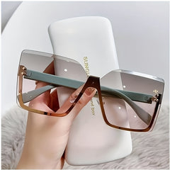 Oversized Rimless Sunglasses Casual Gradient Glasses UV400