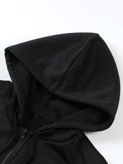 Print Zip Up Pocket Hoodie Casual Long Sleeve Hoodie