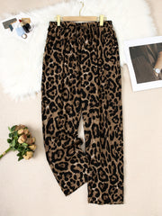  Leopard Print High Rise Wide Leg Pants