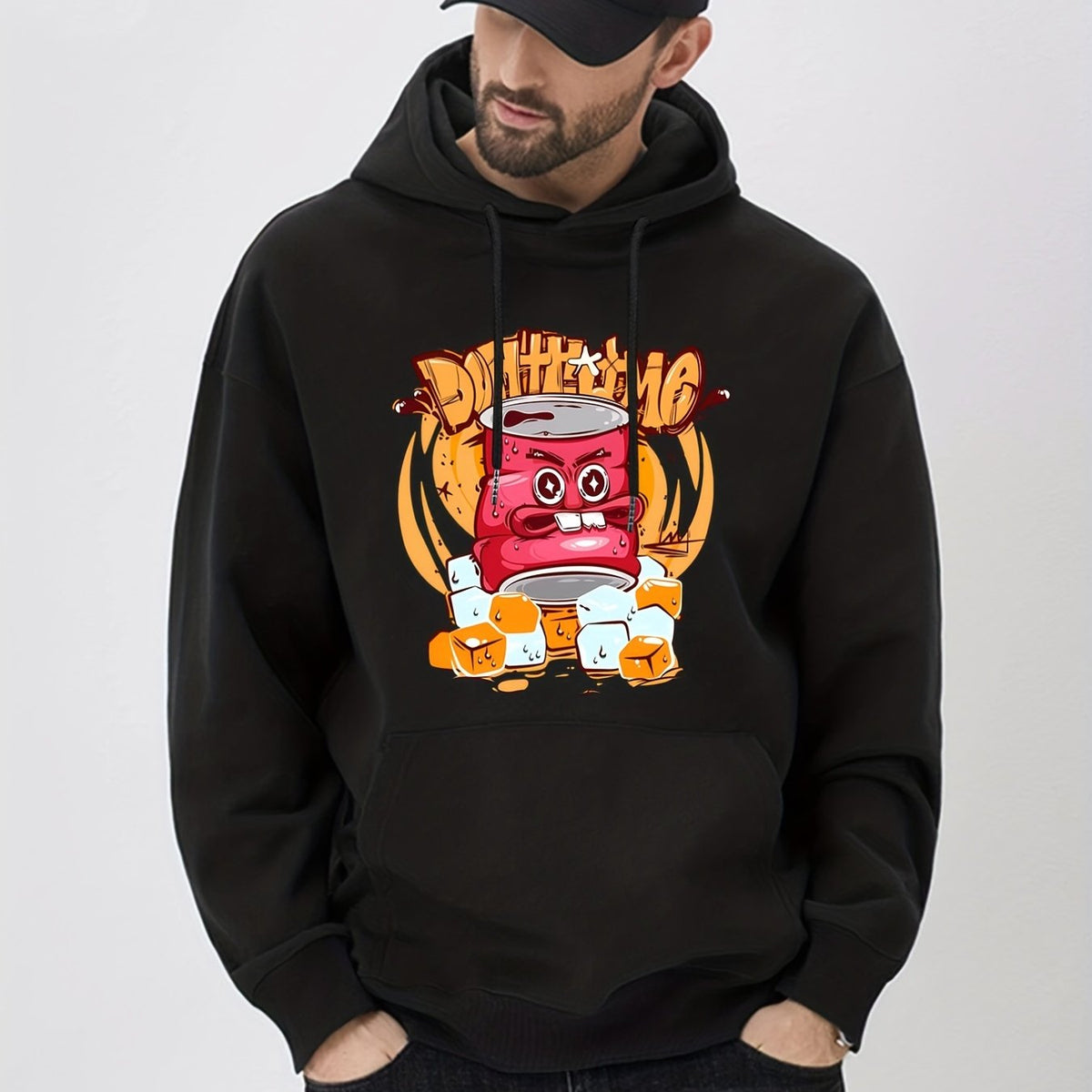 Funny Comic Cans Print Hoodie for Men