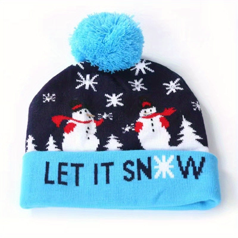 Christmas LED Knit Hat - Festive Holiday Light-up Beanie