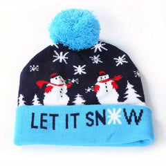 Christmas LED Knit Hat - Festive Holiday Light-up Beanie