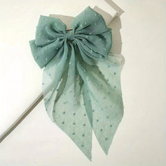 Dot Mesh Hairclip Embroidered Bow Knot Hairpin
