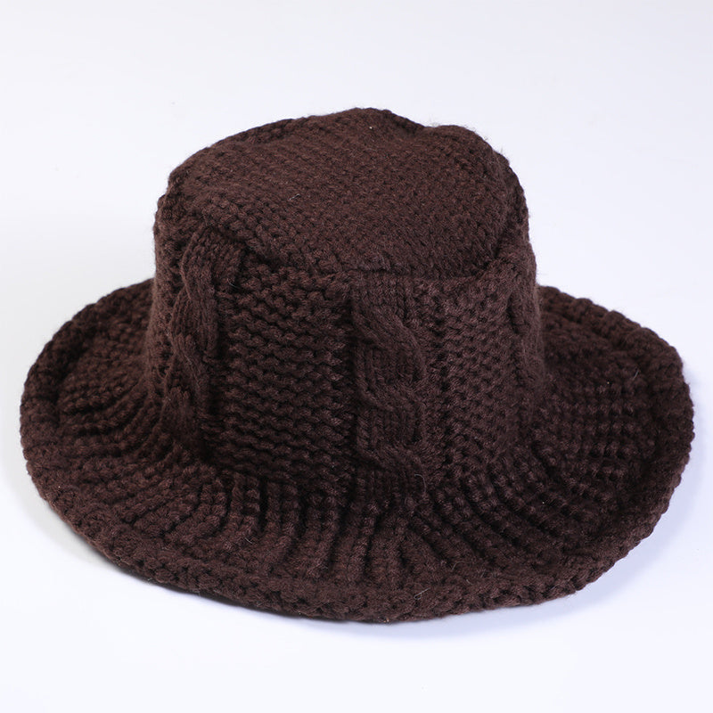 Cable Pattern Coldproof Thermal Women Knit Bucket Hat