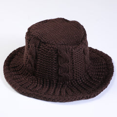 Cable Pattern Coldproof Thermal Women Knit Bucket Hat