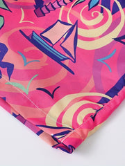 2 Pcs Hawaiian Print Shorts & Hat Set for Girls