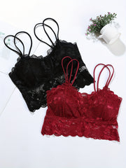 2pcs Floral Lace Wireless Bras Comfy & Breathable Women's Lingerie
