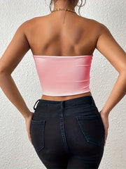 Skeleton Hand Print Crop Tube Top Women's Clothing