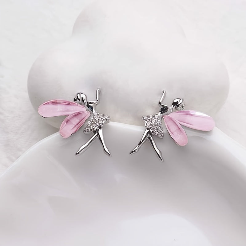 Dancing Elf Stud Earrings Christmas Angel Jewelry Gift