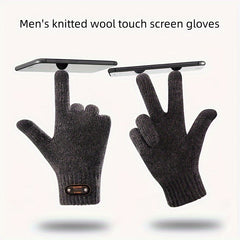 Men's Winter Cycling Gloves Warm Velvet Touch Screen Gloves