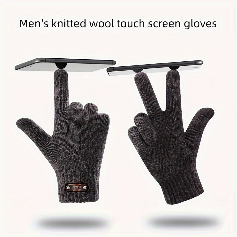 Men's Winter Cycling Gloves Warm Velvet Touch Screen Gloves