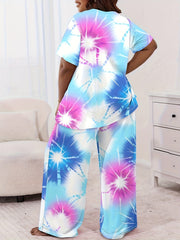  Tie Dye Tee & Wide Leg Pants Loungewear Set