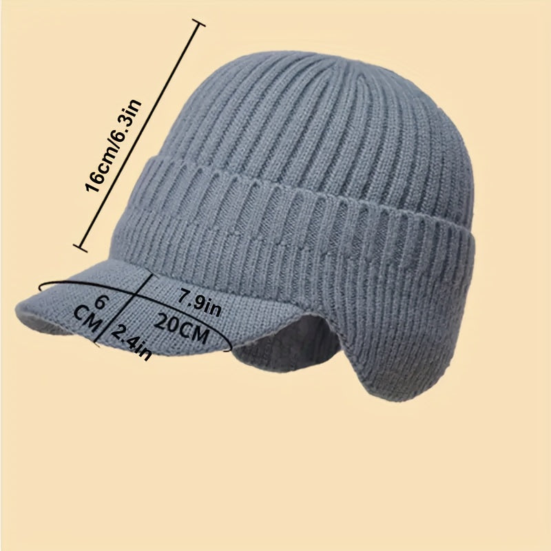 Warm Woolen Hat Fleece Knitted Hat Plus Velvet Thickened Ear Protection
