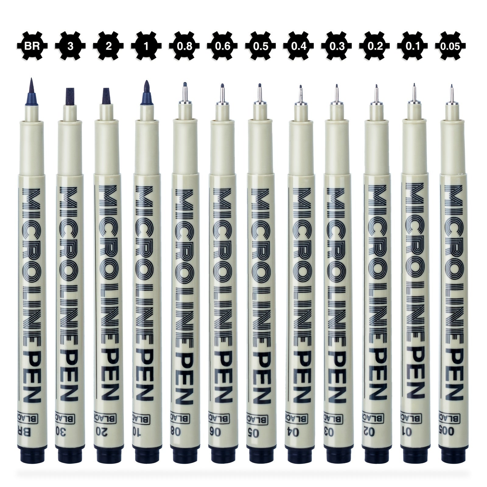 12-Pack Micro Fine Point Fineliner Ink Pens for Drawing Waterproof Archival