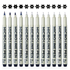 12-Pack Micro Fine Point Fineliner Ink Pens for Drawing Waterproof Archival