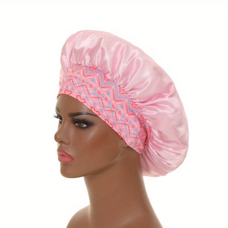 Solid Satin Bonnet Large Sleep Hair Bonnets Elastic Hair Cap