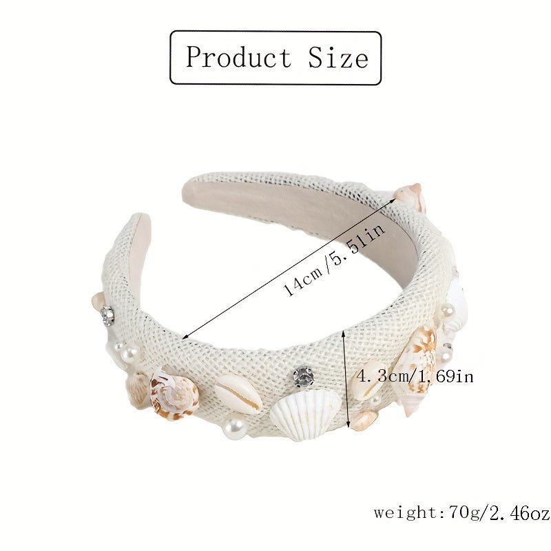 Seaside Holiday Shell Hair Hoop Sponge Headband Thicken Hair Band