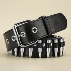 Men's Leather Punk Wide Belt Hollow Rivet Personality Rock