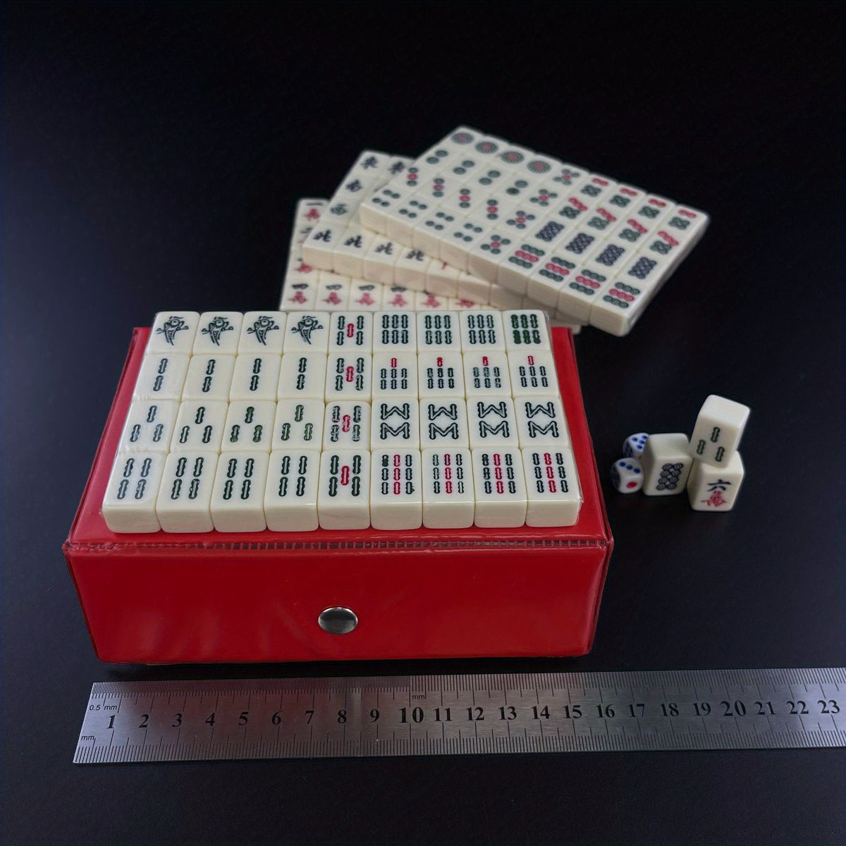 Compact Mahjong Set 144 Tiles w/ Storage Box for Travel & Home Play