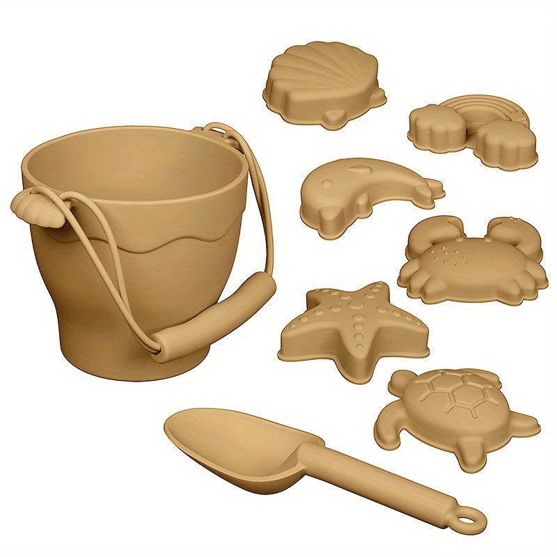 Kids Beach Toys Set with Bucket & Sand Molds, BPA-Free
