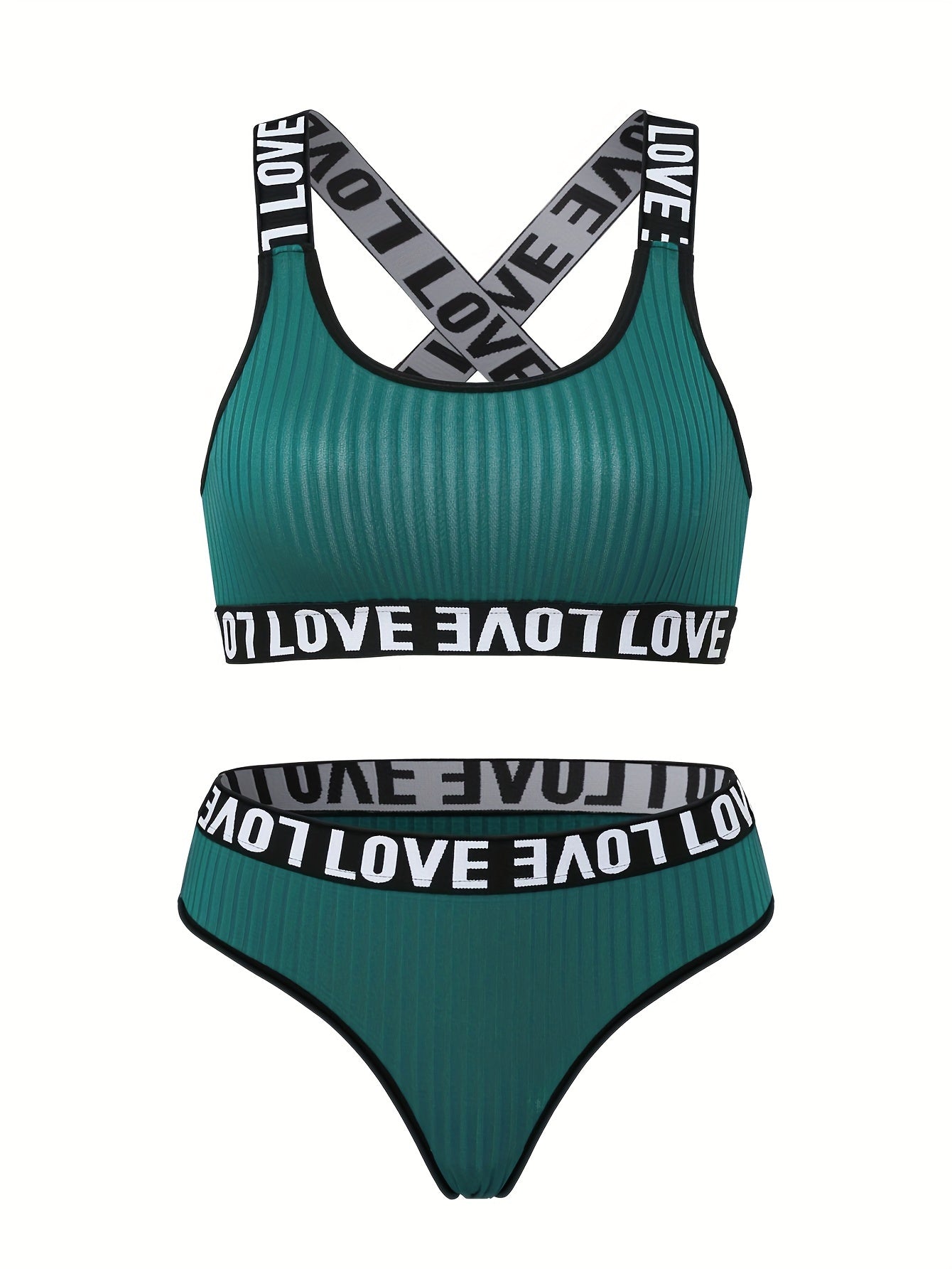 Letter Print Bra & Panties Lingerie Set