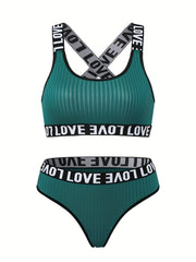 Letter Print Bra & Panties Lingerie Set
