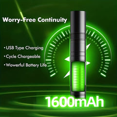 Green Beam Flashlight Laser Pointer USB Rechargeable Cat Toy Star Cap