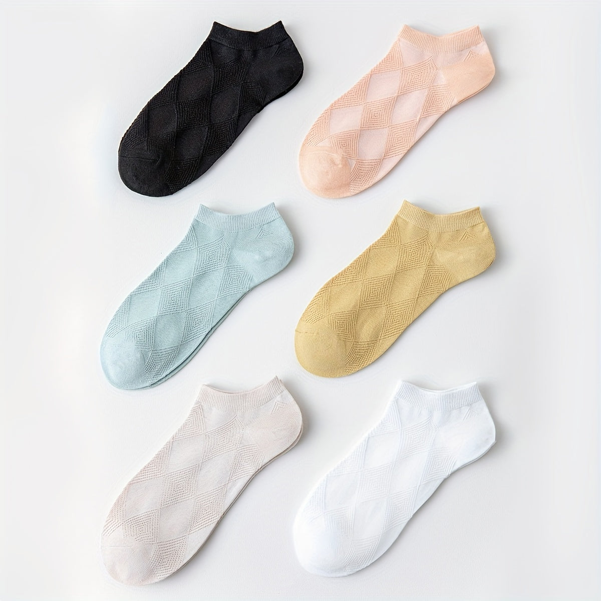 6 Pairs Argyle Ankle Socks Soft Lightweight Low Cut Women's Stockings