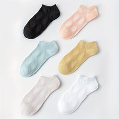 6 Pairs Argyle Ankle Socks Soft Lightweight Low Cut Women's Stockings