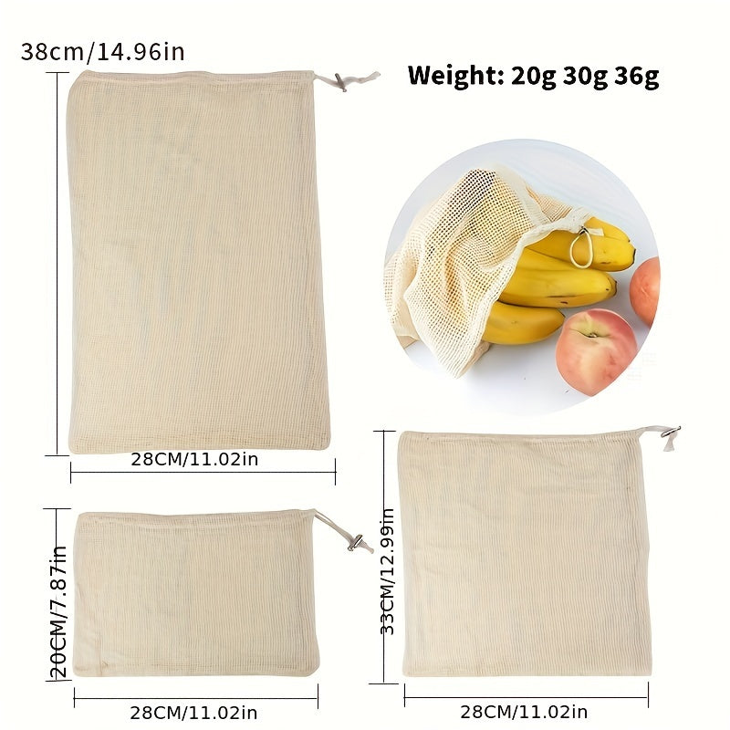 1pc Cotton Fruit Mesh Bag Drawstring Mouth Bag Storage