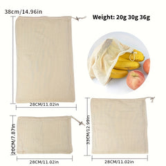 1pc Cotton Fruit Mesh Bag Drawstring Mouth Bag Storage