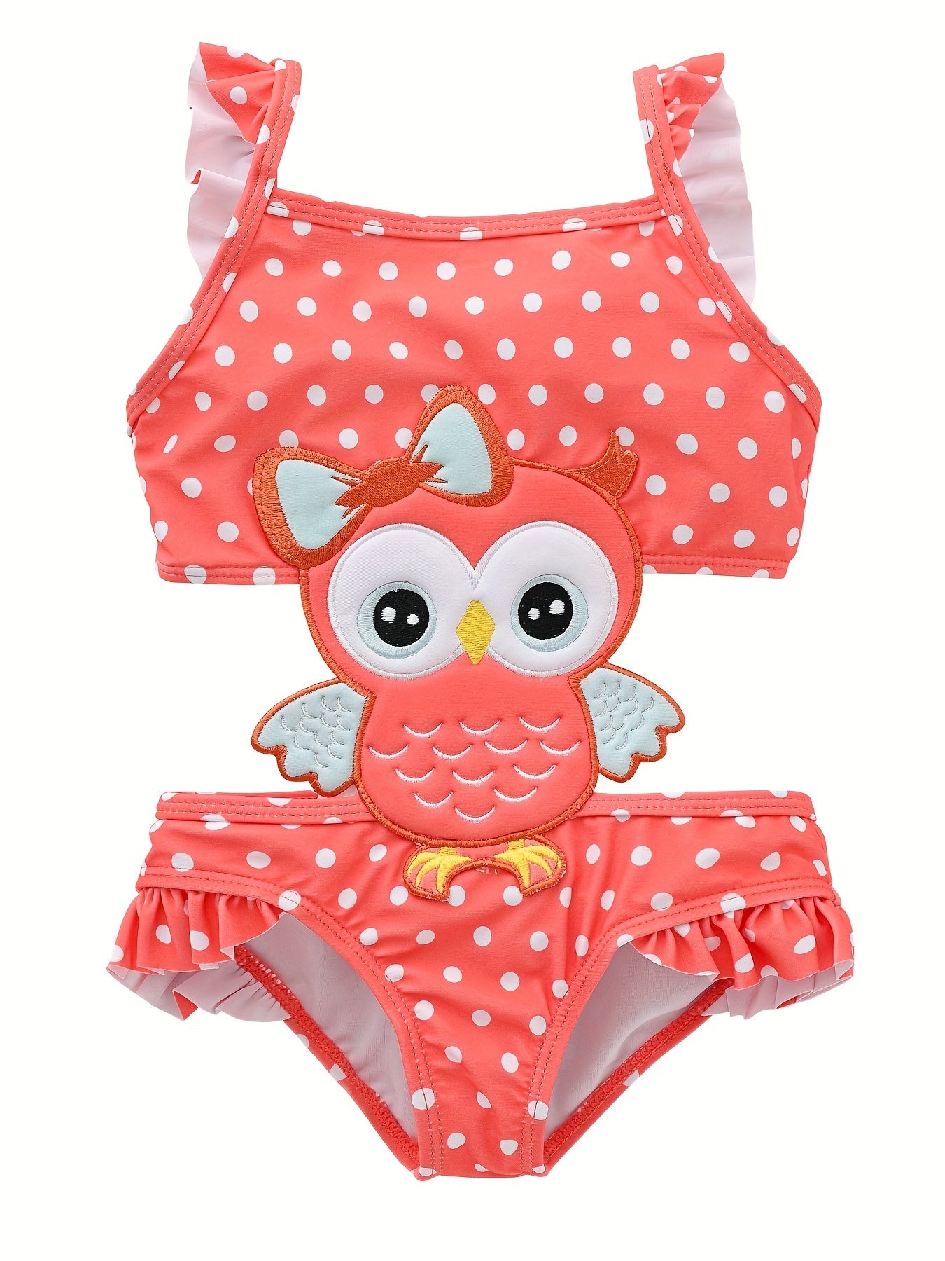 Girls Ice Cream Embroidery Cut Out Swimsuit