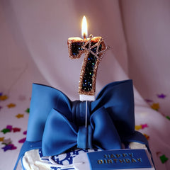 Metallic Powder Birthday Cake Number Candles With Sparkles