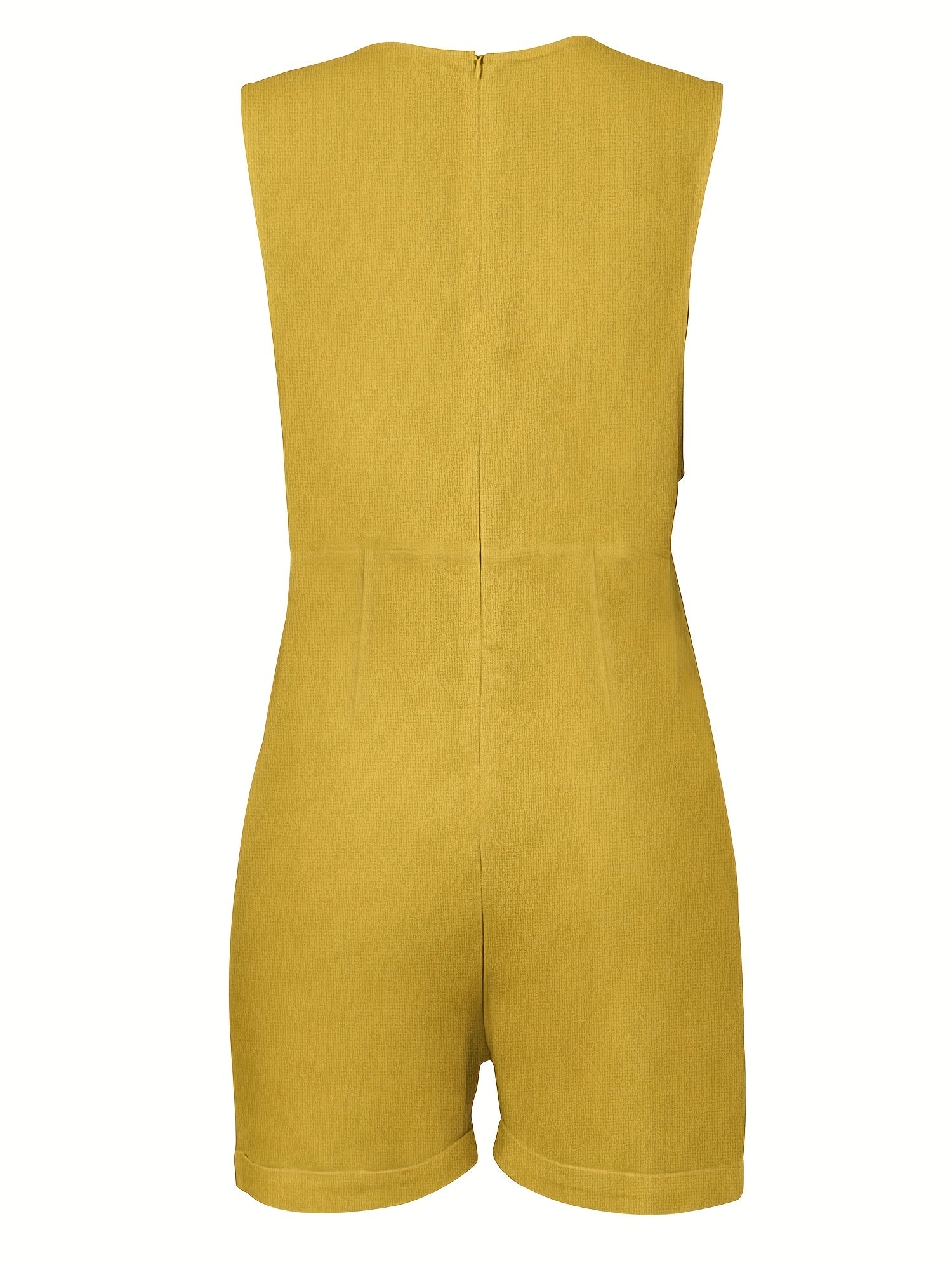 Crew Neck Zip Back Romper Jumpsuit Women's Clothing