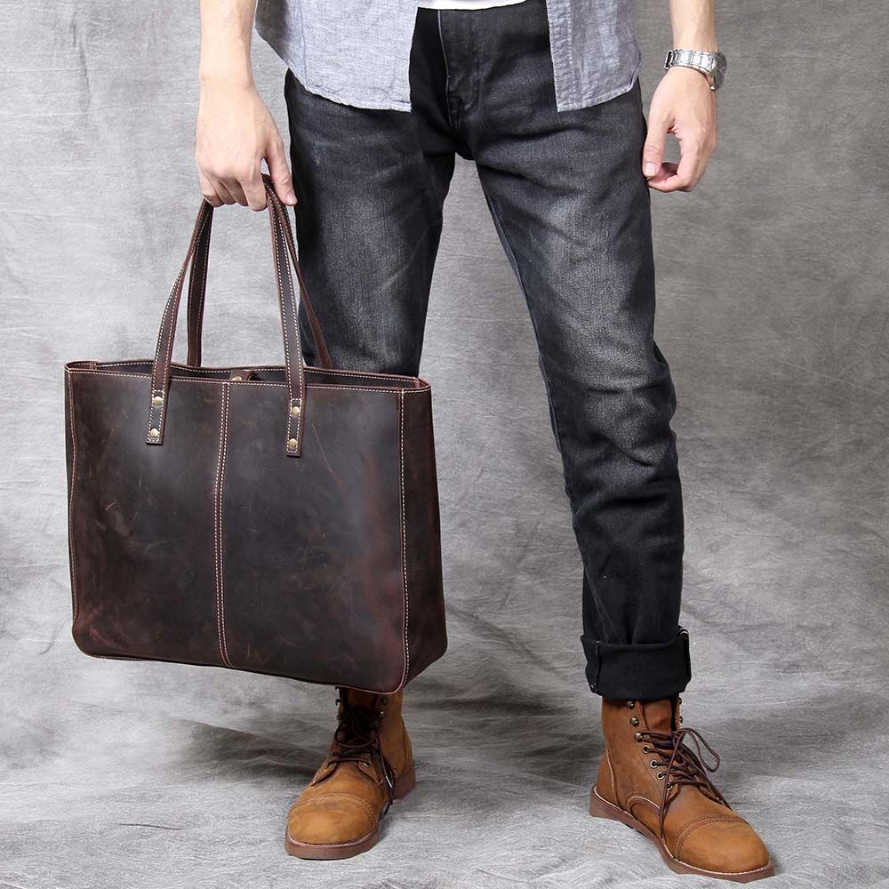 Retro Leather Tote Bag Large Capacity