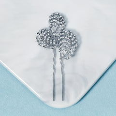 Rhinestone Leaf Hair Pin Bridal Wedding Accessory