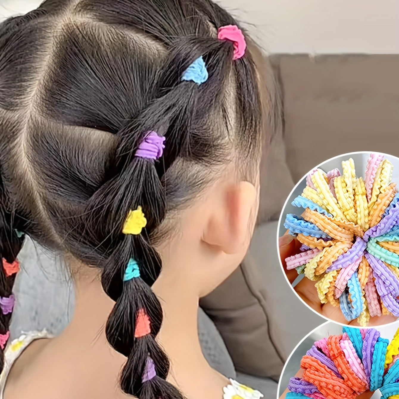 50pcs Baby Girls Ruffled Hair Tie Candy Hair Rope Ponytail Holder