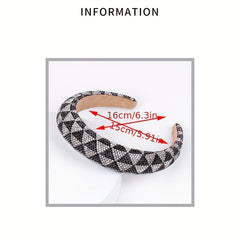 Baroque Rhinestone Checkered Head Hoop Hair Band Headdress
