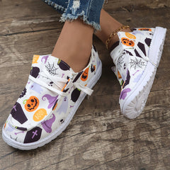 Halloween Pumpkin Ghost Lightweight Slip On Sneakers