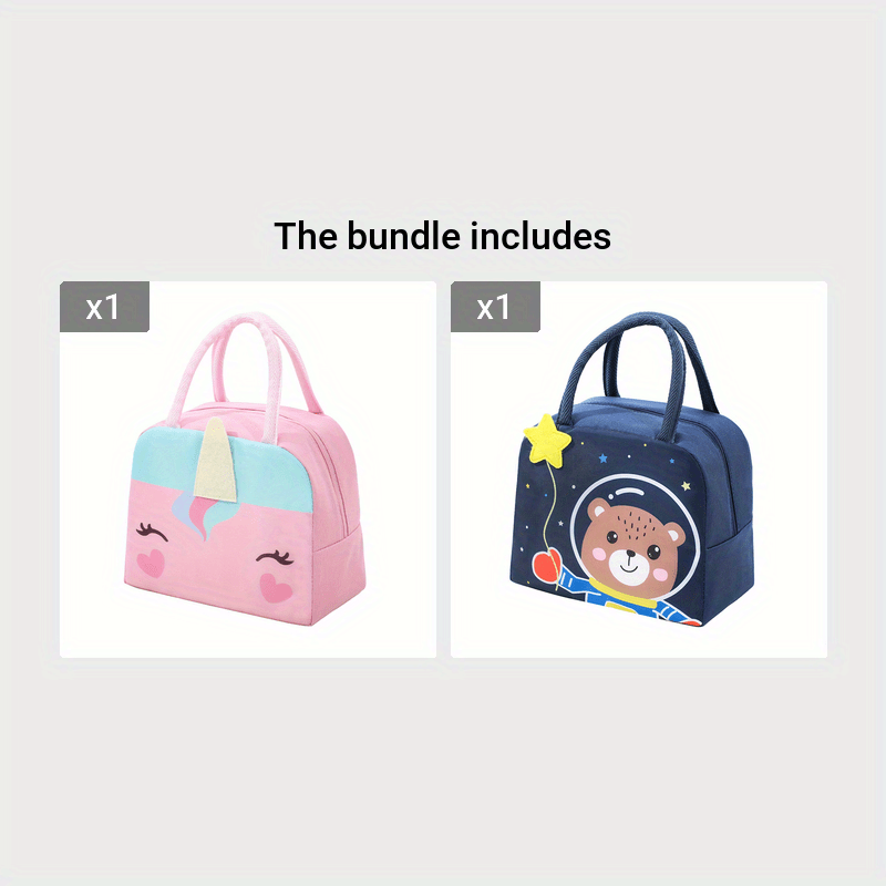 3D Cartoon Insulated Lunch Bag for School, Office, Outdoor Camping