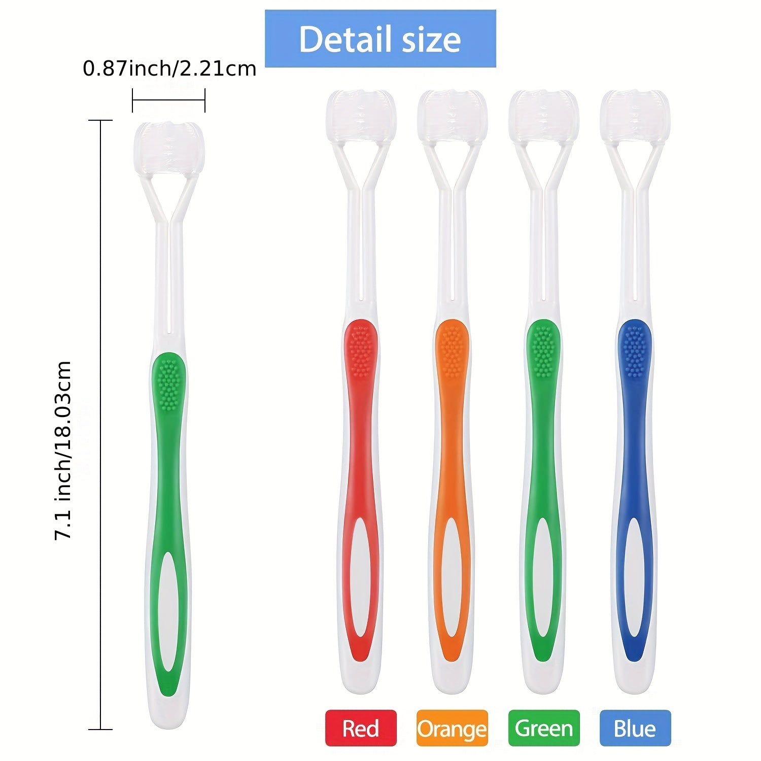 3-Sided Toothbrush for Kids Autism Sensory Bristle Travel Toothbrush