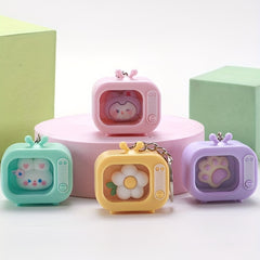 Mini TV Shape LED Cartoon Keychain Ornament for Home and Car