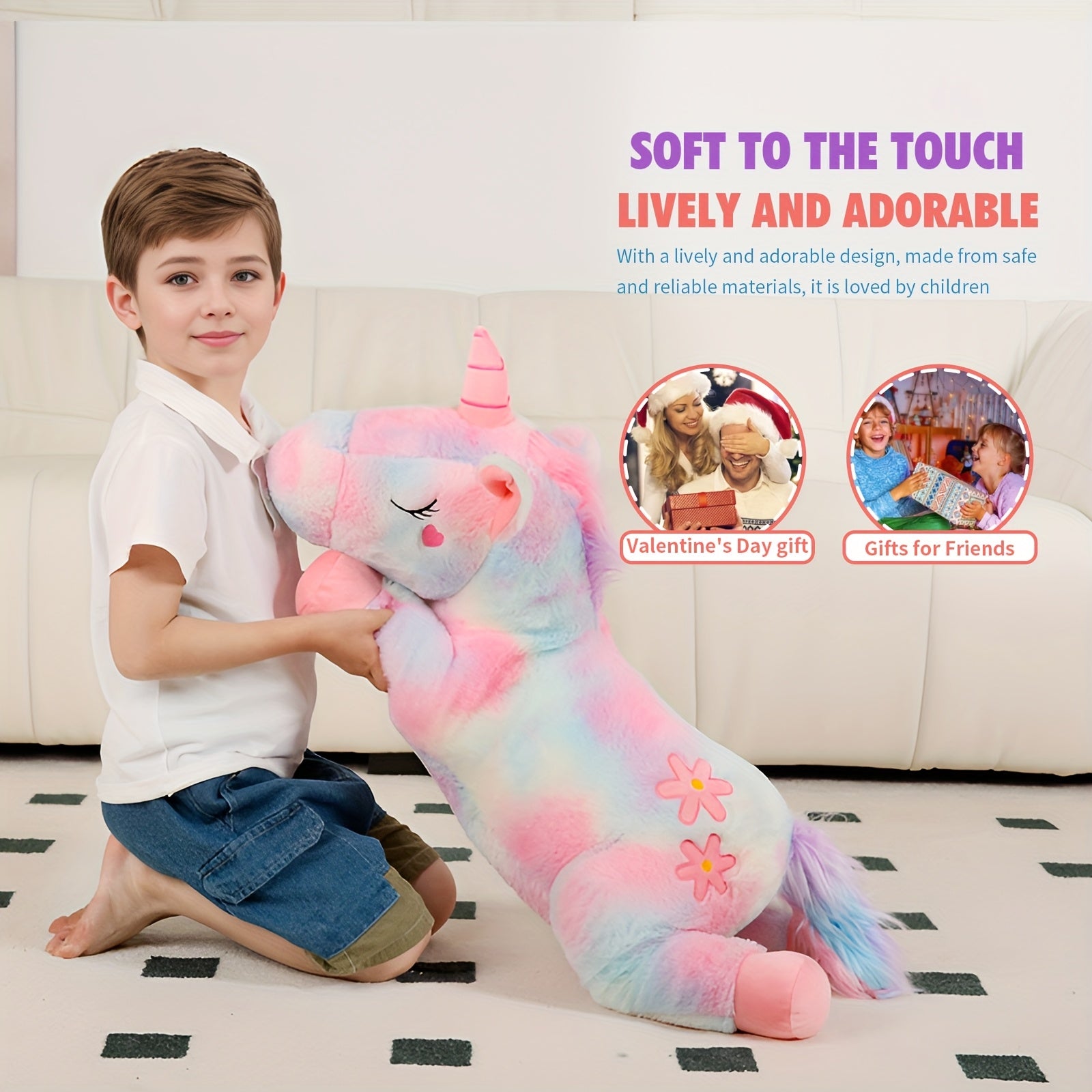 32 Inch Rainbow Unicorn Plush Toy - Colorful Stuffed Animal Gift