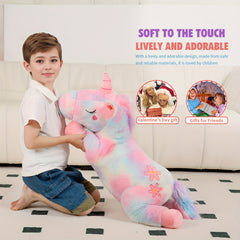 32 Inch Rainbow Unicorn Plush Toy - Colorful Stuffed Animal Gift