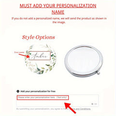 Personalized Wedding Pocket Compact Mirror Custom Name Engraved Bridesmaid Gift