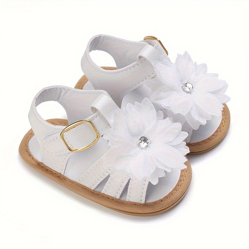 Casual Flower Open Toe Sandals For Baby Girls Lightweight Breathable Anti Slip