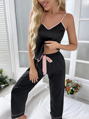 Colorblock Trim Pajama Set V-Neck Cami Top & Pants