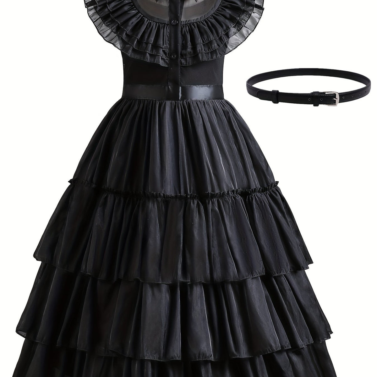 Girls Ruffled Sleeves Dress Princess Dresses & Belt