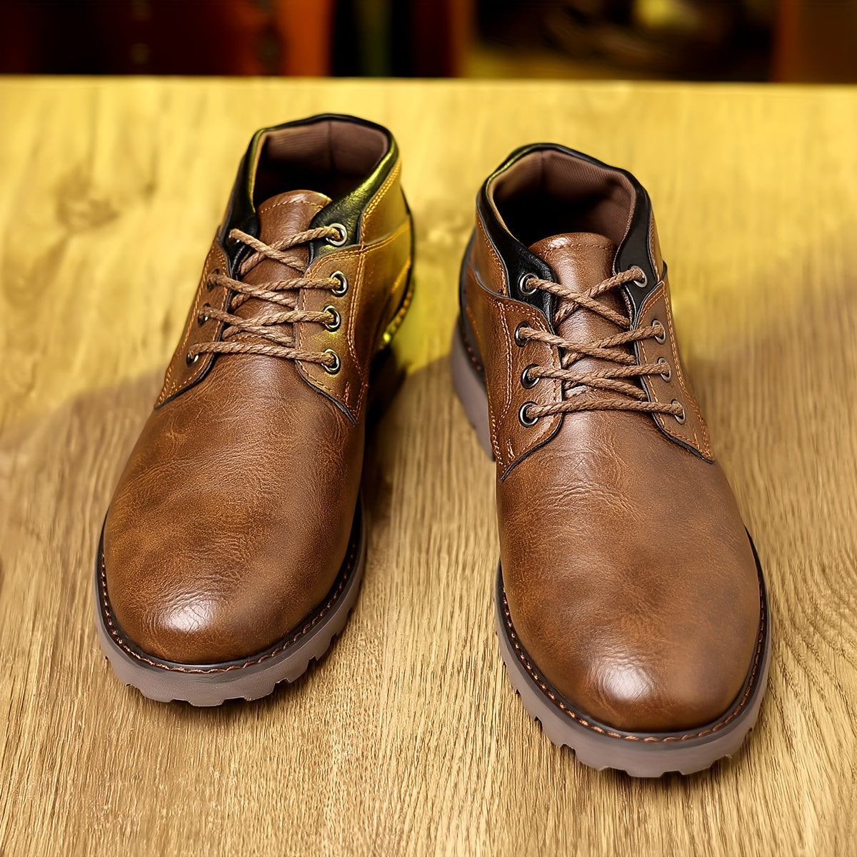 Men's Retro Ankle Boots PU Leather Lace-up Outdoor Shoes