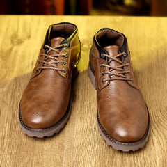 Men's Retro Ankle Boots PU Leather Lace-up Outdoor Shoes